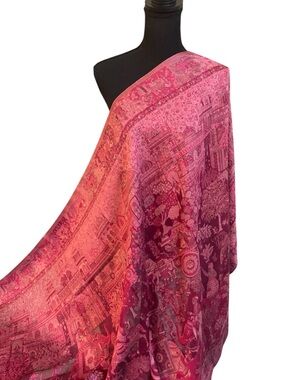 Pink Ombre Printed Shawl Scarf - Elegant Women's Accessory